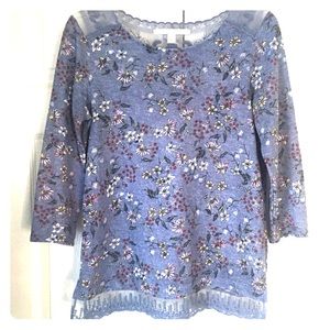 Lauren Conrad Lace Floral 3/4 Sleeve Sweater